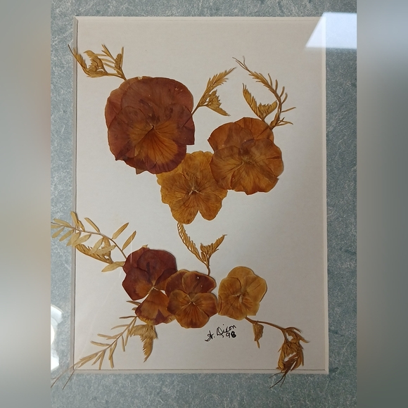 Vintage Pressed Flowers Framed Wall Art Decor Artist Signed - Picture 3 of 10